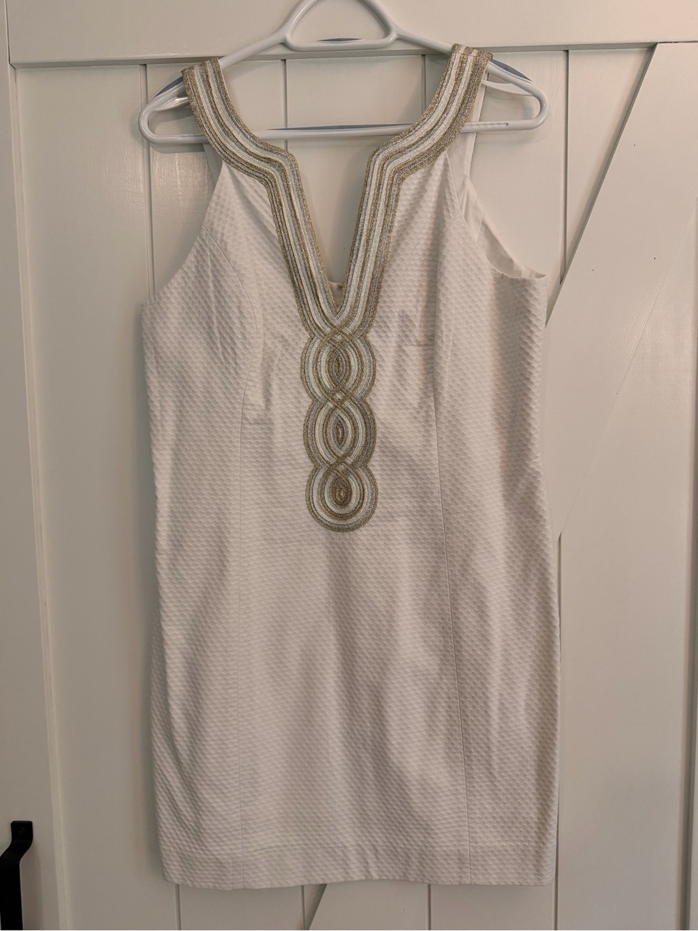 Lilly Pulitzer White Valli Embellished V-Neck Shift Dress